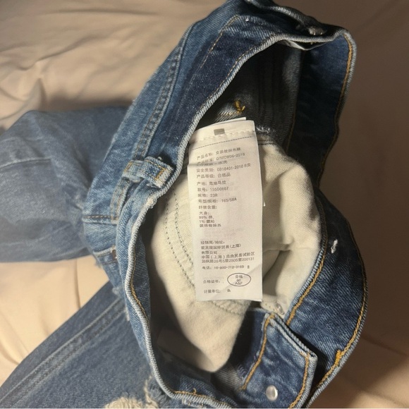 Abercrombie & Fitch High Rise Mom Jeans Women’s 23 Distressed Blue Denim - Picture 10 of 16